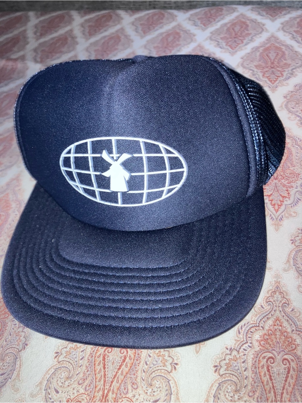 Dutch Bros Blue Trucker Hat with White Windmill Globe Logo